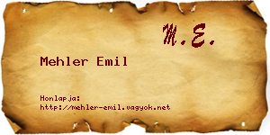 Mehler Emil névjegykártya